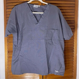 Landau Unisex One Pocket Grey Scrub Top Size Medium